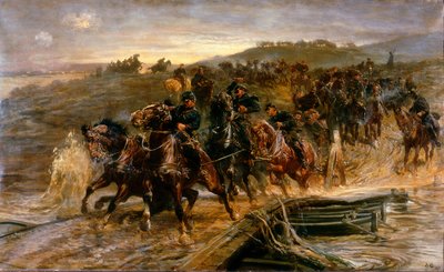 French Artillery Crossing the Flooded Aisne and Saving the Guns by John Charlton